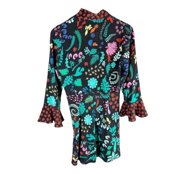Rixo Silk Lulu Dark Floral Mini Dress Size Small - Picture 2 of 12